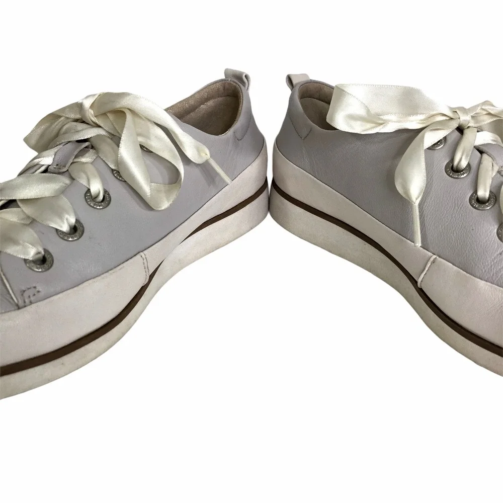 bussola Silk Nappa Vapor Shoes Womens‎ Sneakers Taupe Grey Silk Laces EUC SH849